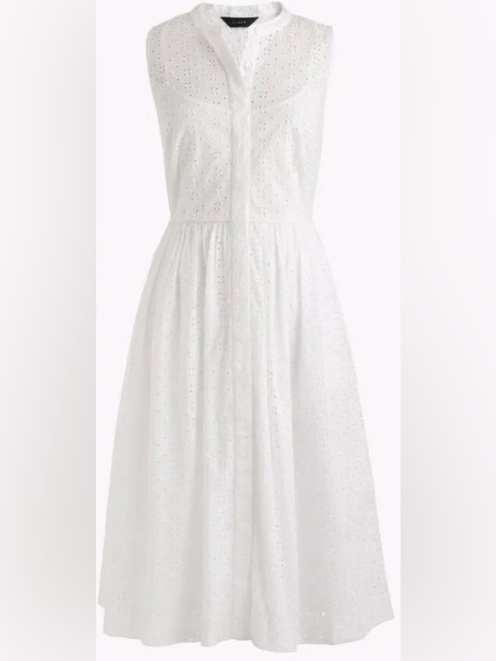J. Crew White Eyelet Sleeveless Cotton Dress